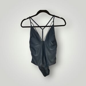 xhilaration Women's M Swimsuit One Piece Slate Blue Strappy
